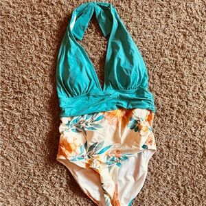 Flirty Halter Top Swimsuit with Tummy Control.